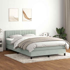 Boxspring 160x220 cm lichtgrijs fluweel met matras en LED