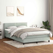 Box spring with mattress and LED velvet light gray 160x220 cm