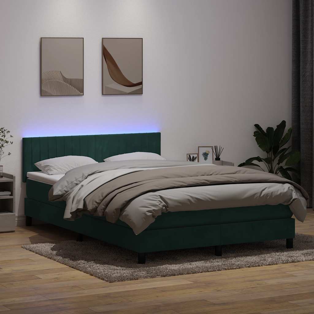 Boxspring met matras fluweel donkergroen 160x220 cm