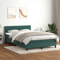 Boxspring met matras en LED fluweel donkergroen 160x220 cm