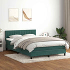 Box spring with mattress and LED velvet dark green 160x220 cm