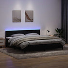 Box spring bed with mattress and LED velvet black 200x220 cm
