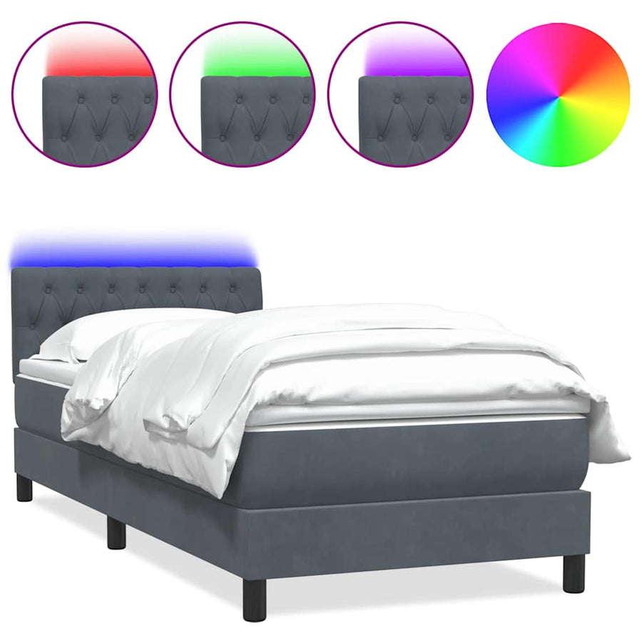 Boxspring met matras fluweel donkergrijs 80x210 cm