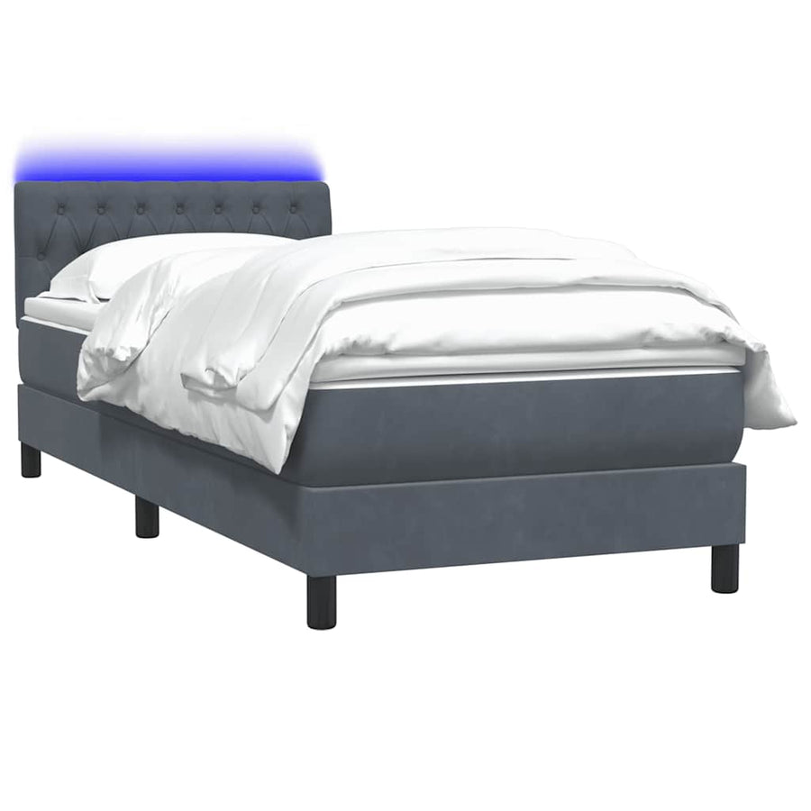 Boxspring met matras fluweel donkergrijs 80x210 cm