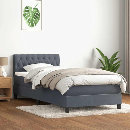 Boxspring met matras fluweel donkergrijs 80x210 cm