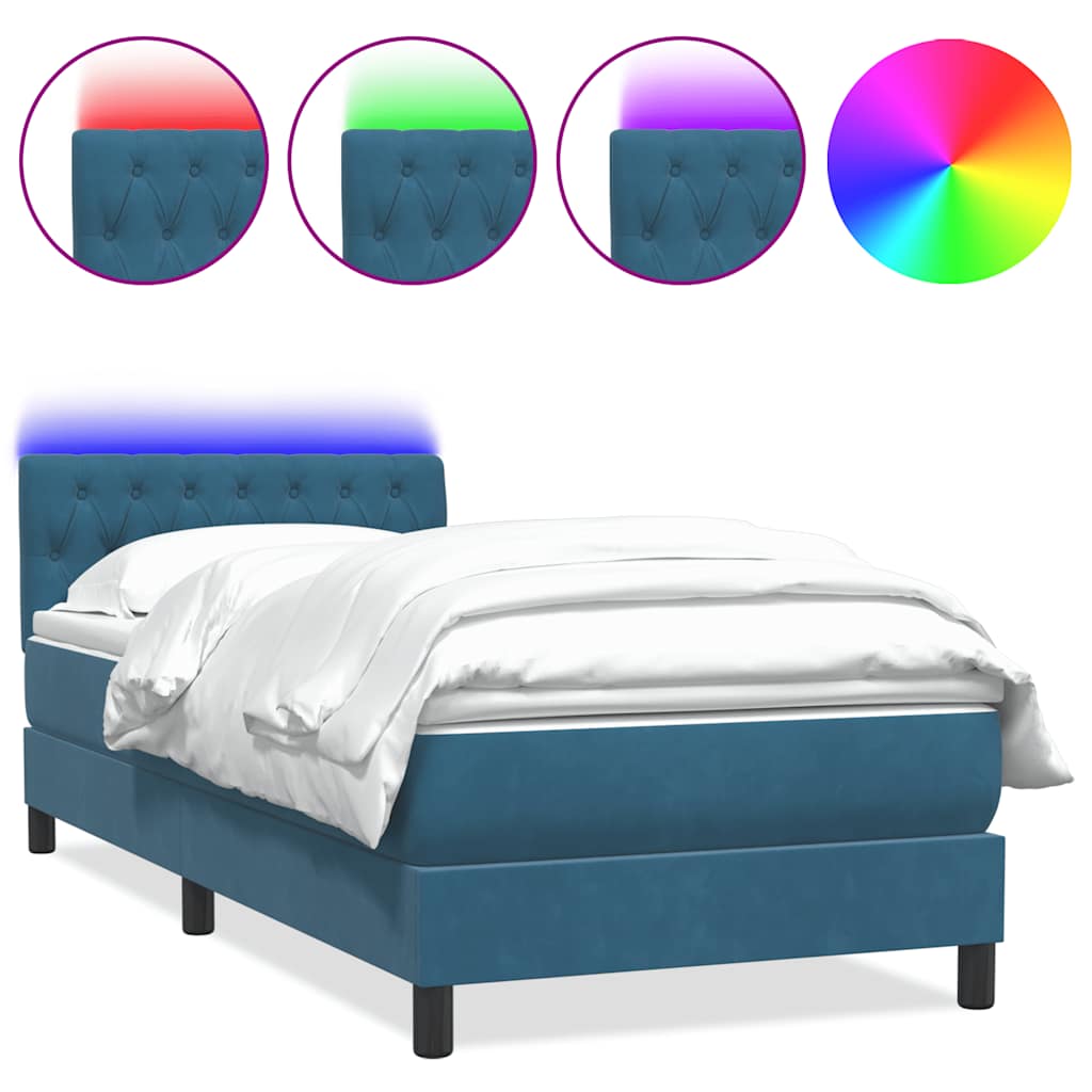 Boxspring met matras fluweel donkerblauw 80x210 cm