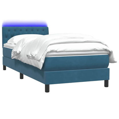 Boxspring met matras fluweel donkerblauw 80x210 cm