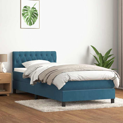 Boxspring met matras fluweel donkerblauw 80x210 cm