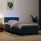 Box spring with mattress and LED velvet dark blue 80x210 cm