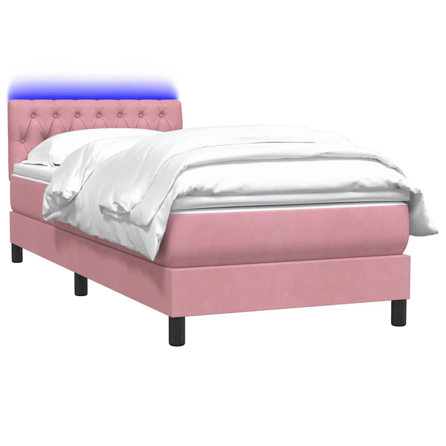 Boxspring met matras fluweel roze 90x210 cm