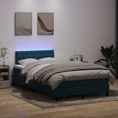 Boxspring met matras en LED fluweel donkerblauw 120x210 cm