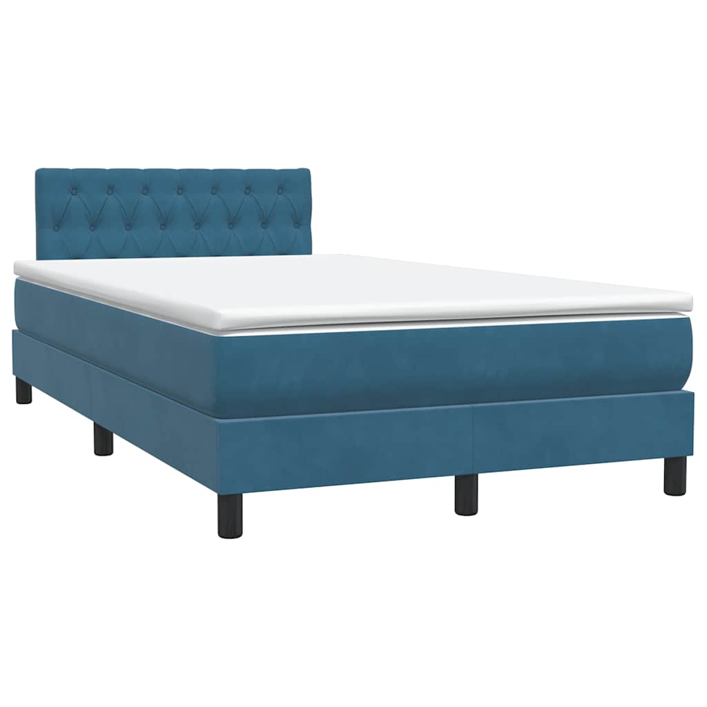 Boxspring met matras en LED fluweel donkerblauw 120x210 cm