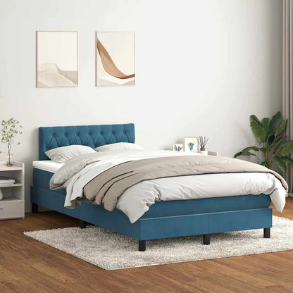 Boxspring met matras en LED fluweel donkerblauw 120x210 cm