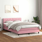 Boxspring met matras 140x210 cm roze fluweel