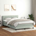 Boxspring met matras en LED fluweel lichtgrijs 160x210 cm