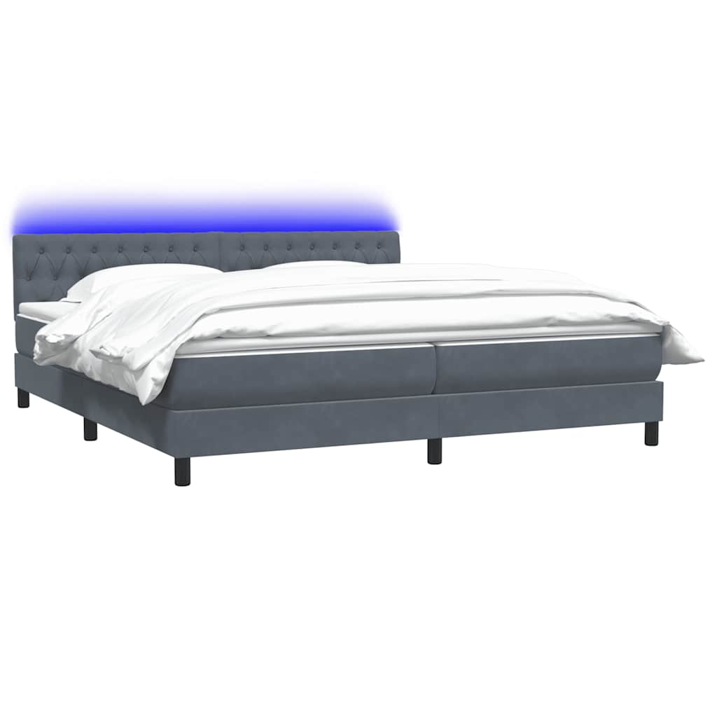 Boxspring met matras fluweel donkergrijs 180x210 cm
