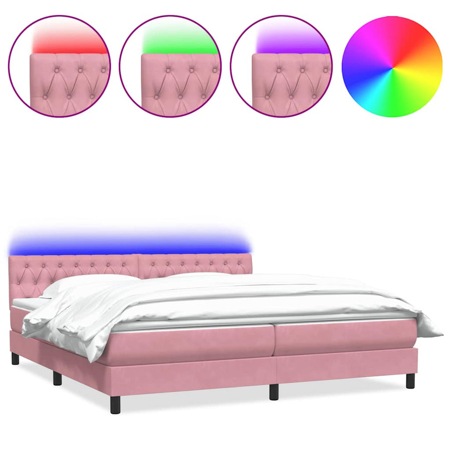 Boxspring met matras fluweel roze 180x210 cm