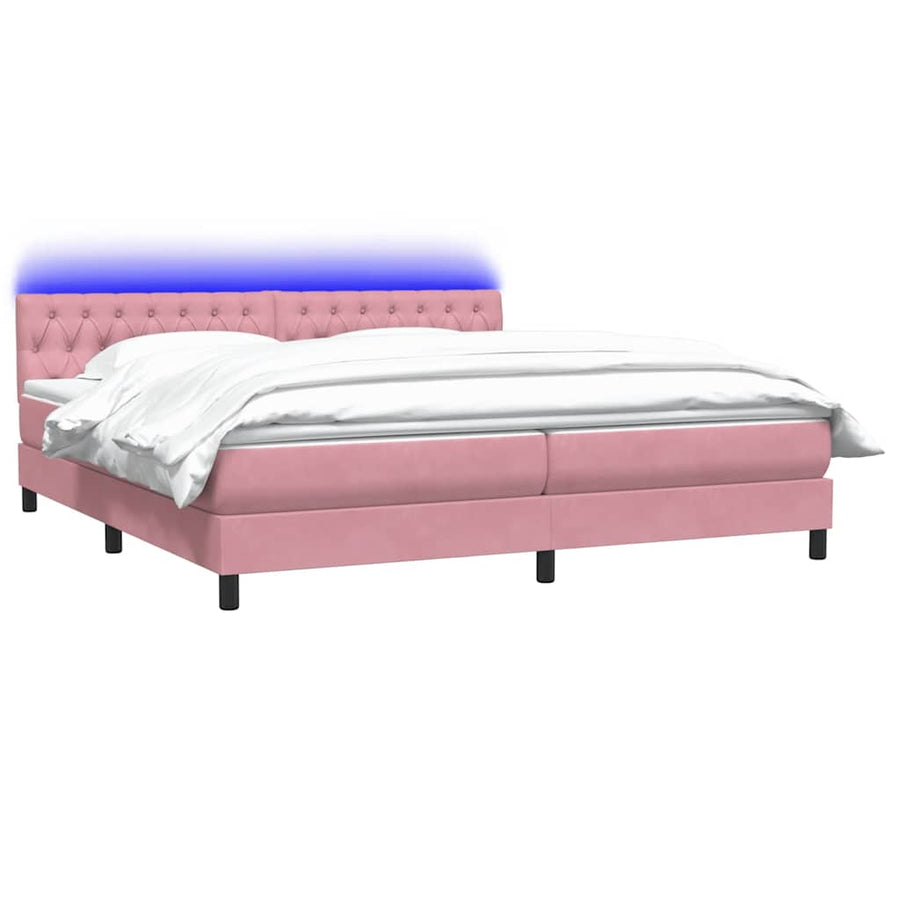 Boxspring met matras fluweel roze 180x210 cm