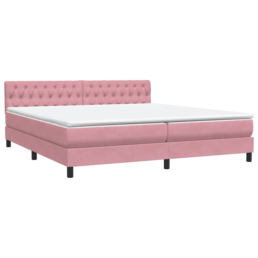 Boxspring met matras fluweel roze 180x210 cm
