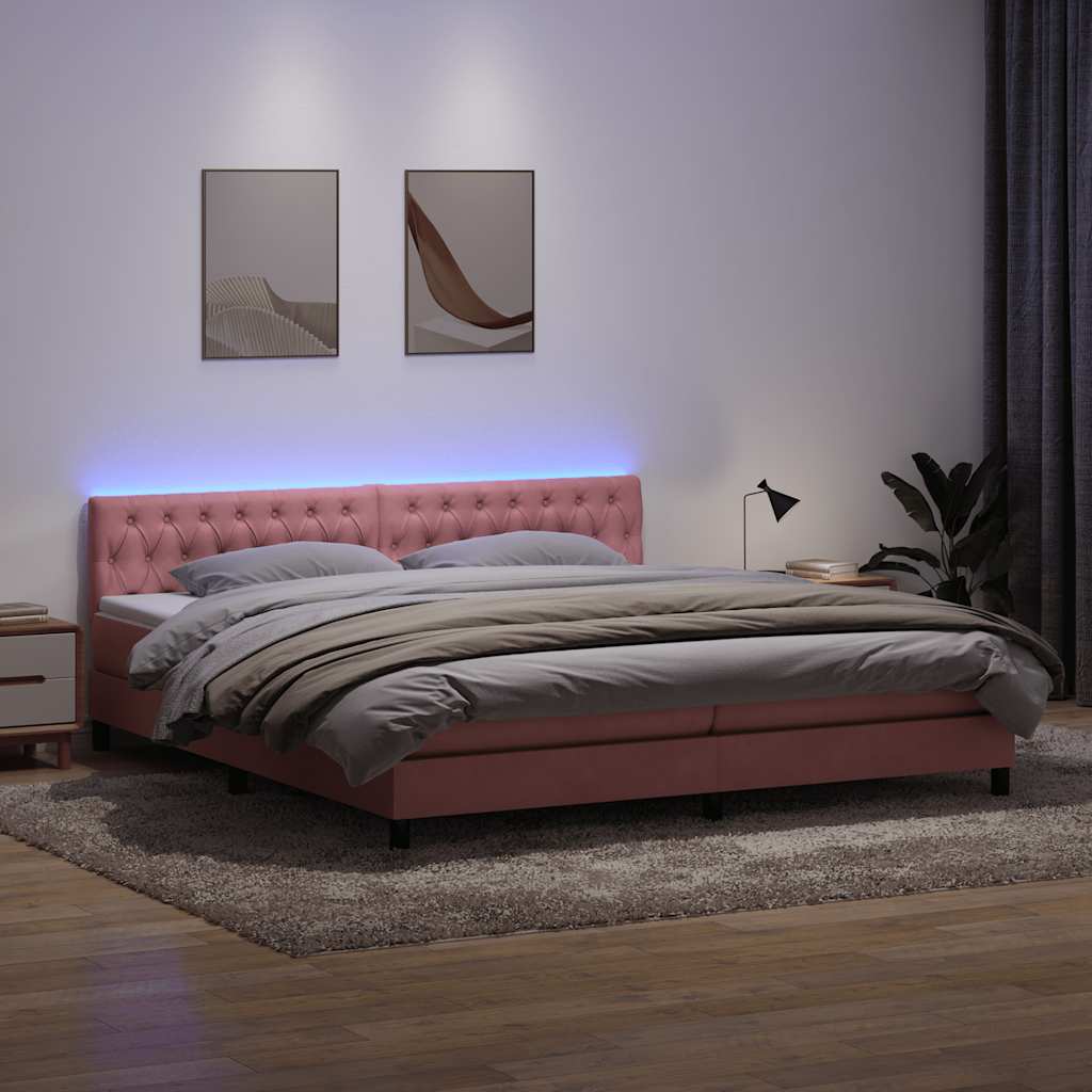 Boxspring met matras fluweel roze 180x210 cm