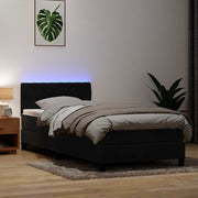 Boxspring 80x220 cm fluweel zwart met matras en LED