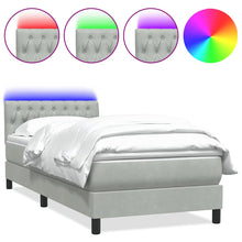 Boxspring met matras en LED fluweel lichtgrijs 90x220 cm
