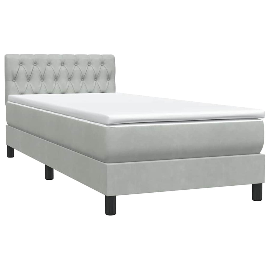 Boxspring met matras en LED fluweel lichtgrijs 90x220 cm