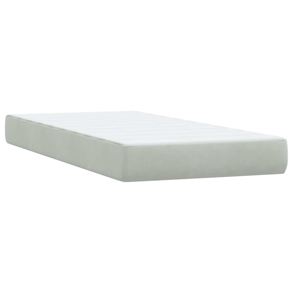 Boxspring met matras en LED fluweel lichtgrijs 90x220 cm