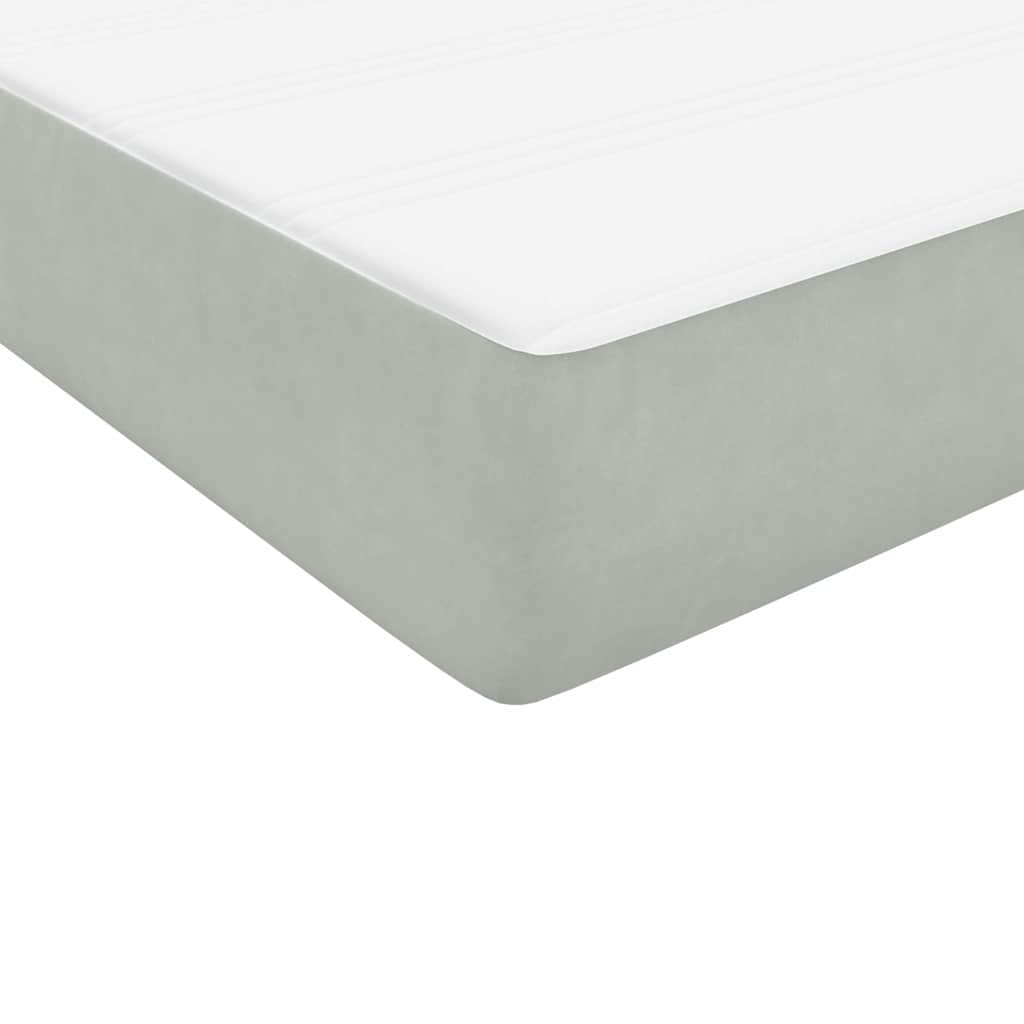 Boxspring met matras en LED fluweel lichtgrijs 90x220 cm