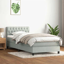 Boxspring met matras en LED fluweel lichtgrijs 90x220 cm