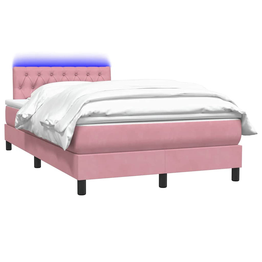 Boxspring met matras fluweel roze 120x220 cm