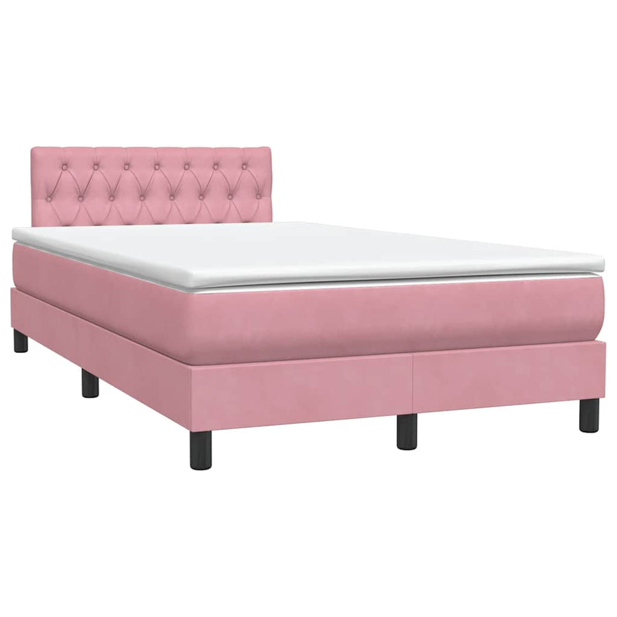 Boxspring met matras fluweel roze 120x220 cm