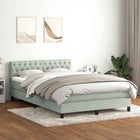 Box spring with mattress and LED velvet light gray 160x220 cm