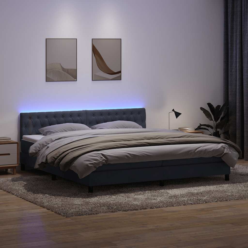 Boxspring met matras fluweel donkergrijs 180x220 cm
