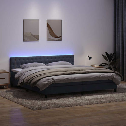 Boxspring met matras fluweel donkergrijs 180x220 cm