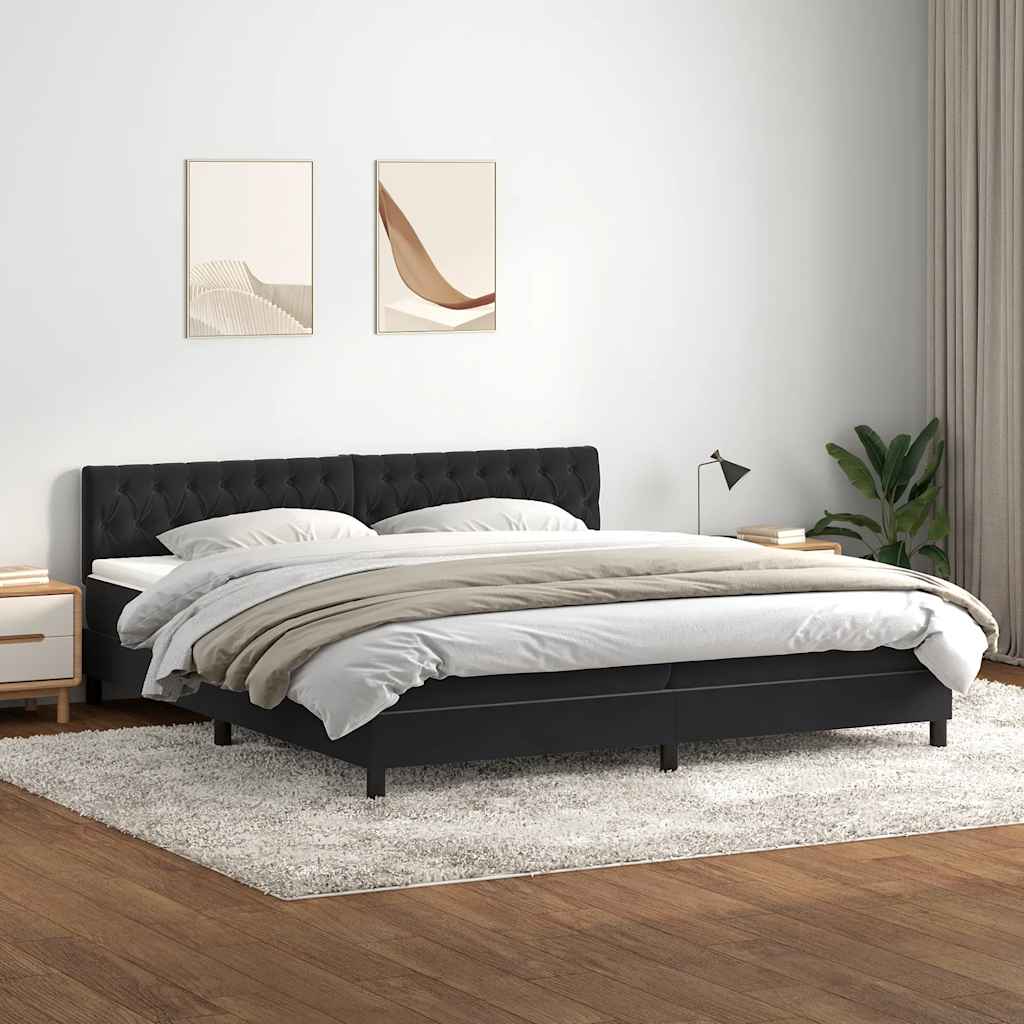 Boxspring met matras fluweel zwart 200x220 cm