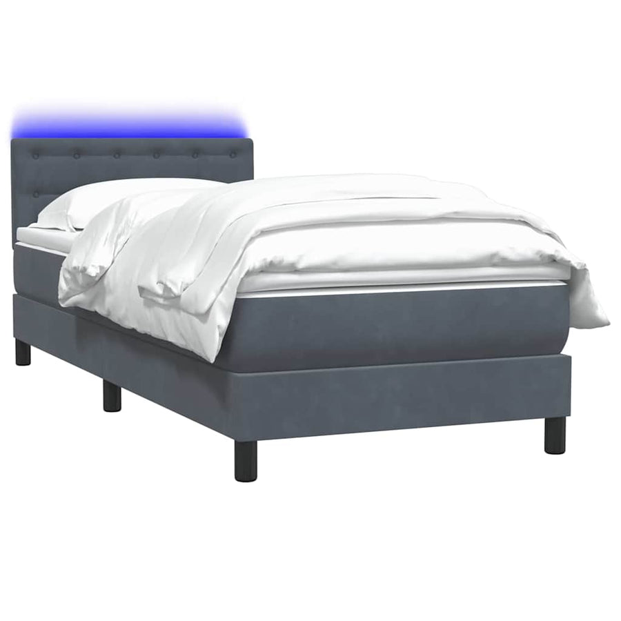 Boxspring met matras fluweel donkergrijs 80x210 cm
