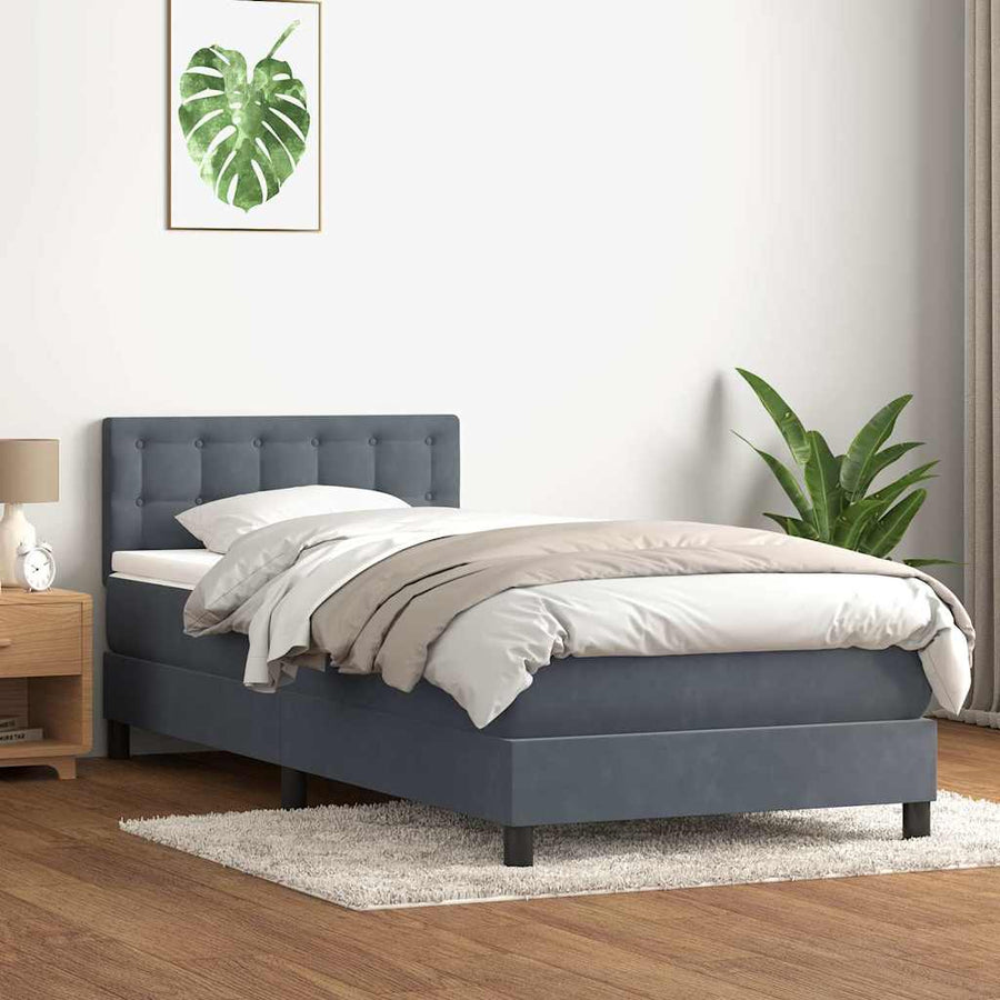 Boxspring met matras fluweel donkergrijs 80x210 cm