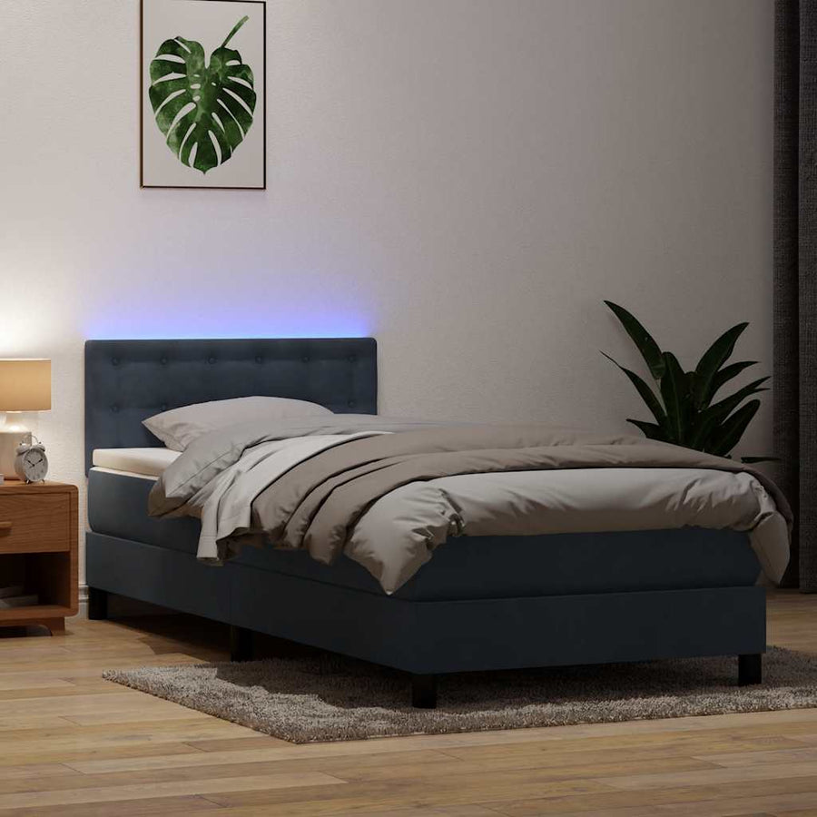 Boxspring met matras fluweel donkergrijs 80x210 cm