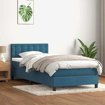 Boxspring met matras fluweel donkerblauw 80x210 cm