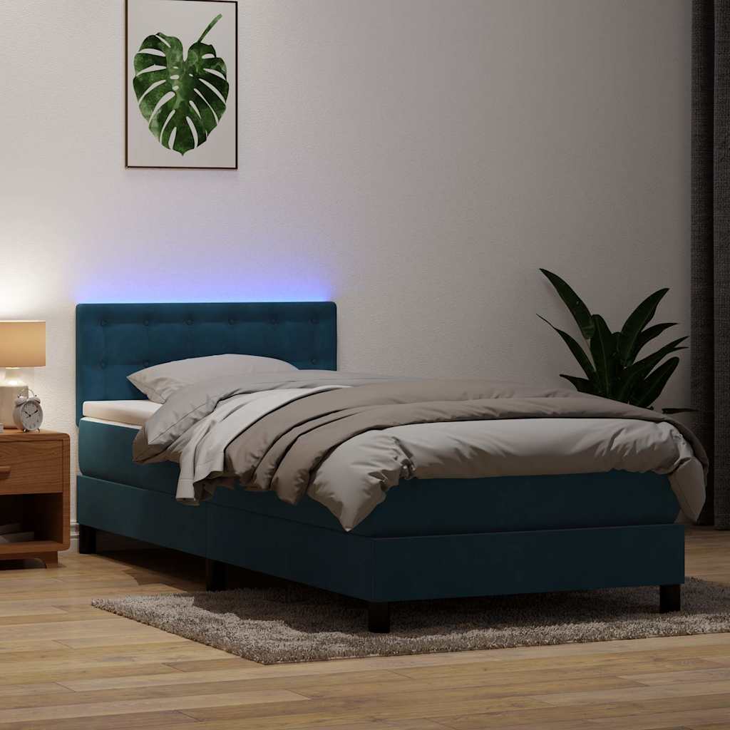 Boxspring met matras fluweel donkerblauw 80x210 cm