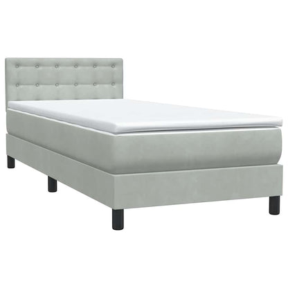 Boxspring met matras fluweel lichtgrijs 90x210 cm