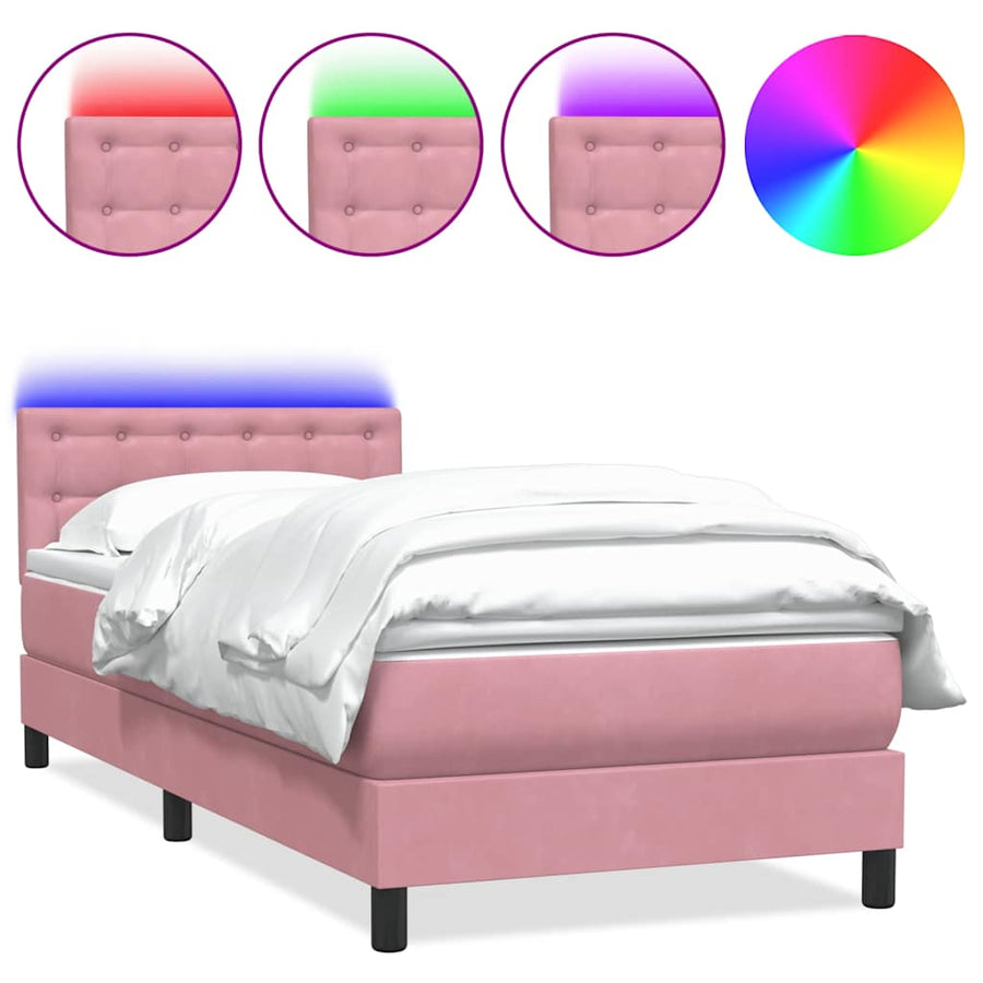 Boxspring met matras fluweel roze 90x210 cm
