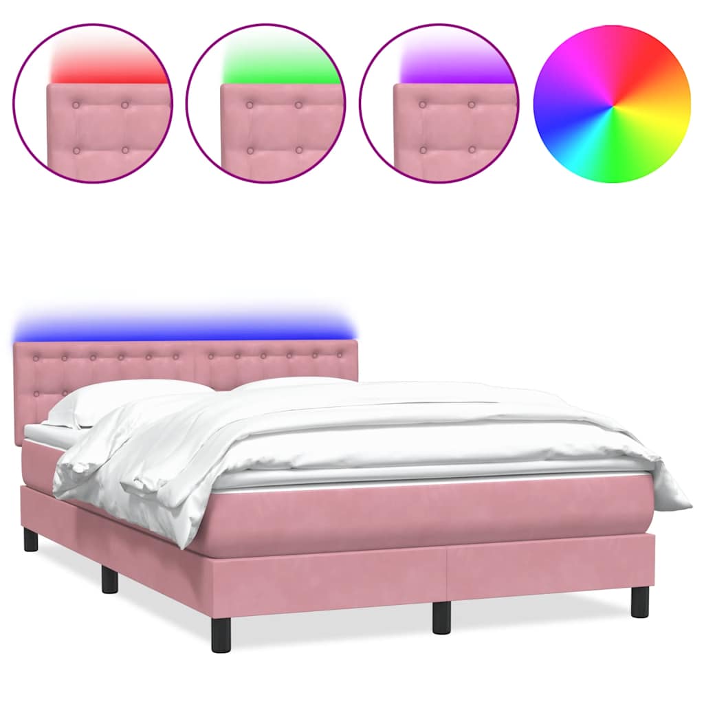 Boxspring met matras fluweel roze 140x210 cm