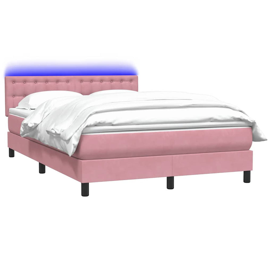 Boxspring met matras fluweel roze 140x210 cm