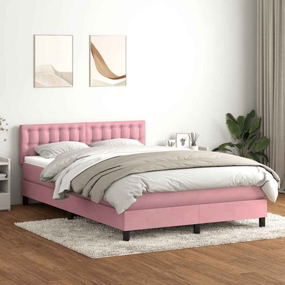 Boxspring met matras fluweel roze 140x210 cm