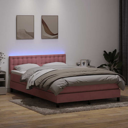 Boxspring met matras fluweel roze 140x210 cm
