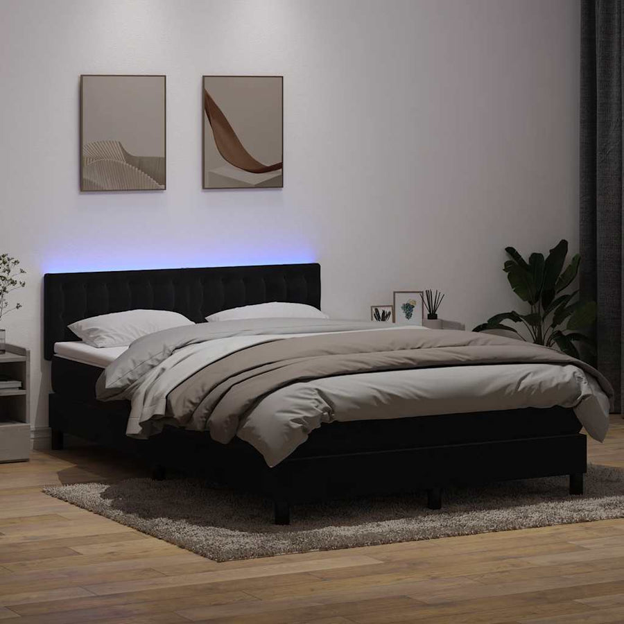 Boxspring met matras fluweel zwart 160x210 cm