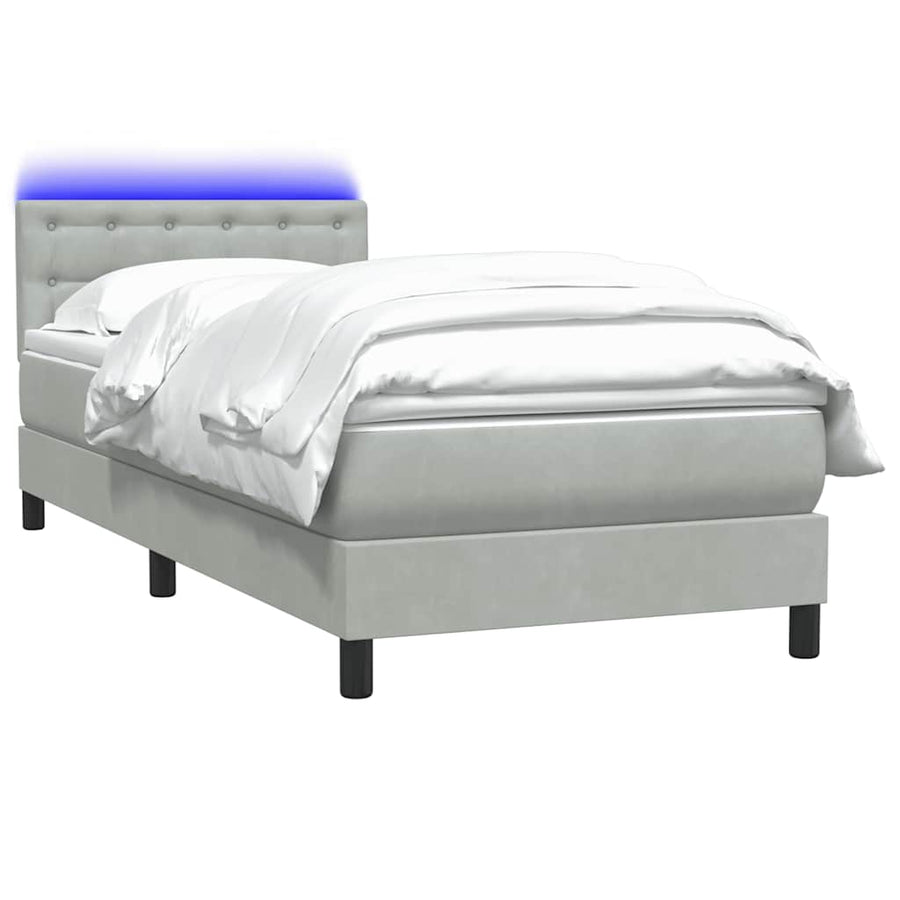 Boxspring met matras fluweel lichtgrijs 80x220 cm