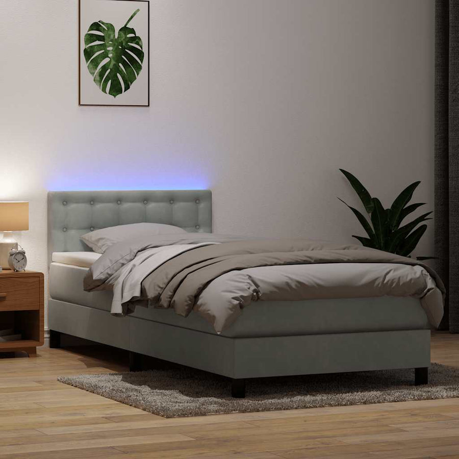 Boxspring met matras fluweel lichtgrijs 80x220 cm